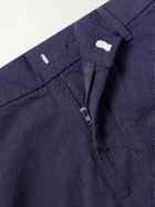 Barena - Slim-Leg Crinkled Cotton-Blend Trousers - Blue