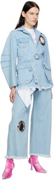 Marques Almeida Blue Eyelet Denim Jacket