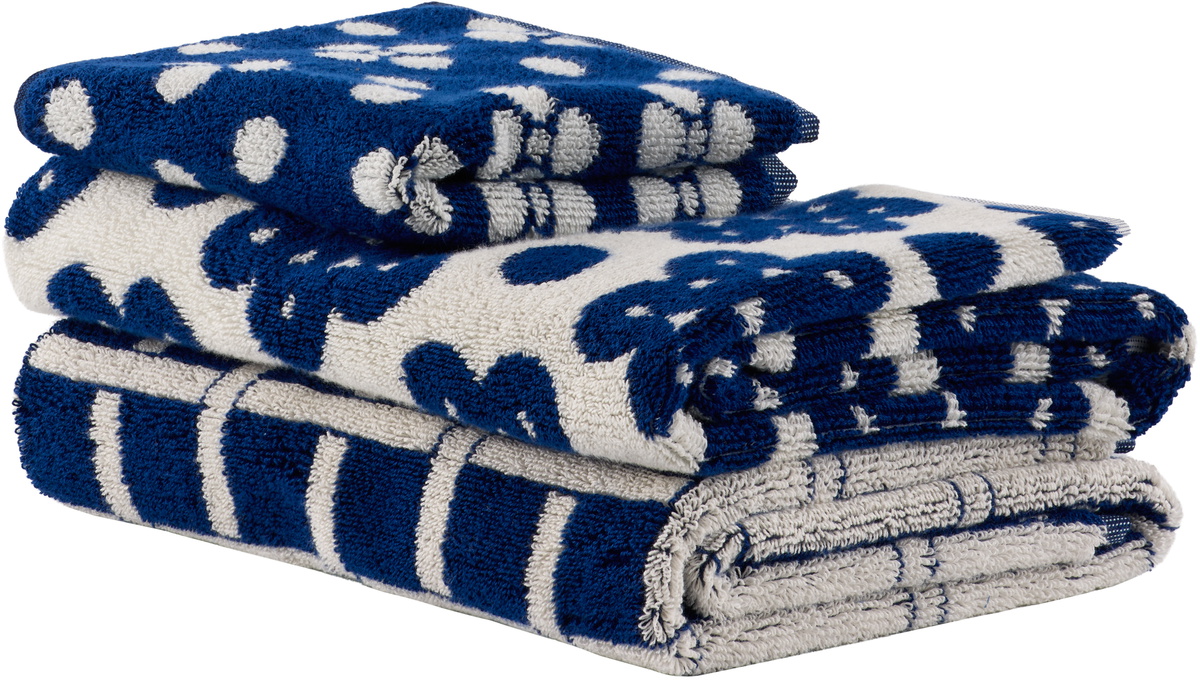 Dusen Dusen Navy & White Pattern Towel Set, 3pcs