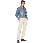 Ralph Lauren Purple Label Blue Linen Paisley Patchwork Shirt