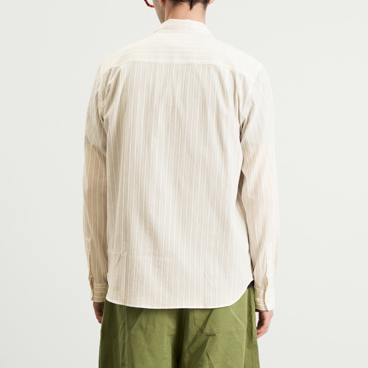 YMC Men's Curtis Shirt in Natural Stripe