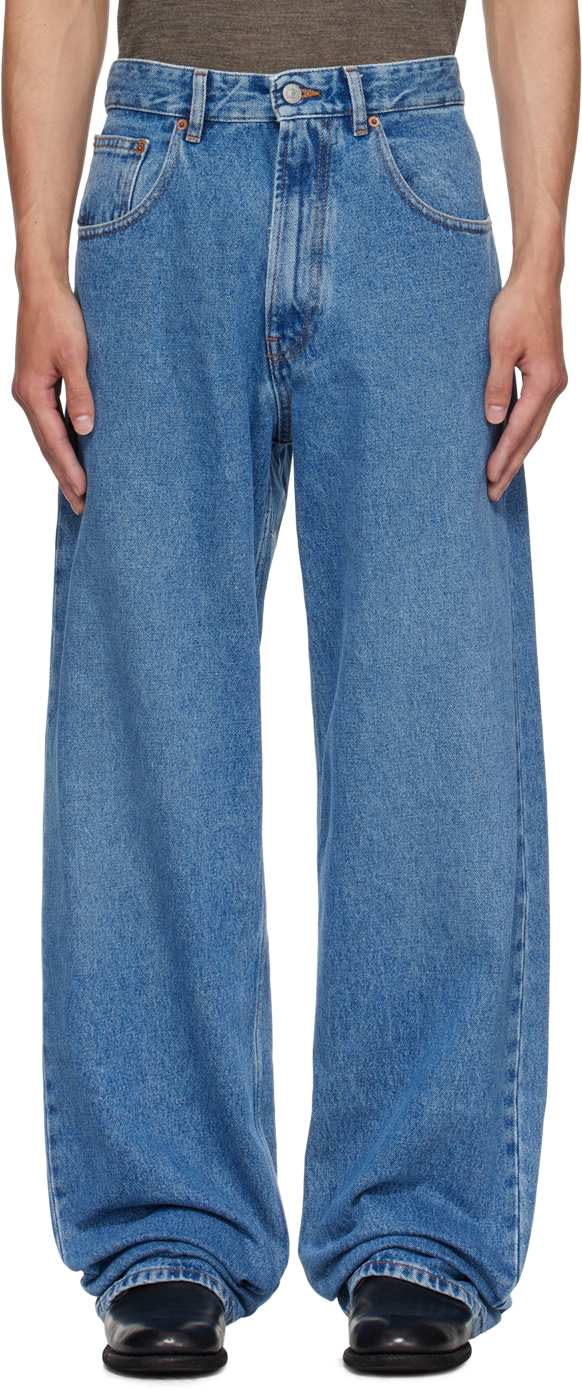 MM6 Maison Margiela Blue Wide-Leg Jeans MM6 Maison Margiela