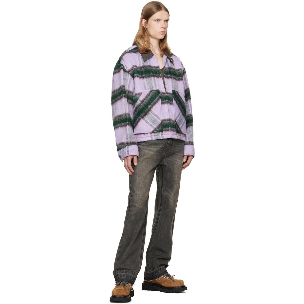We11done Purple Check Pattern Jacket