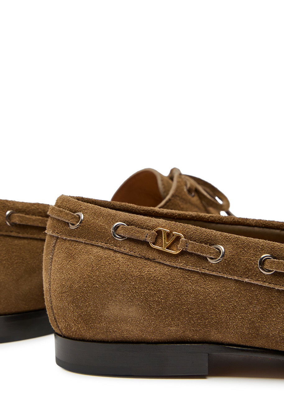 Valentino Garavani Vlogo Suede Loafers Brown