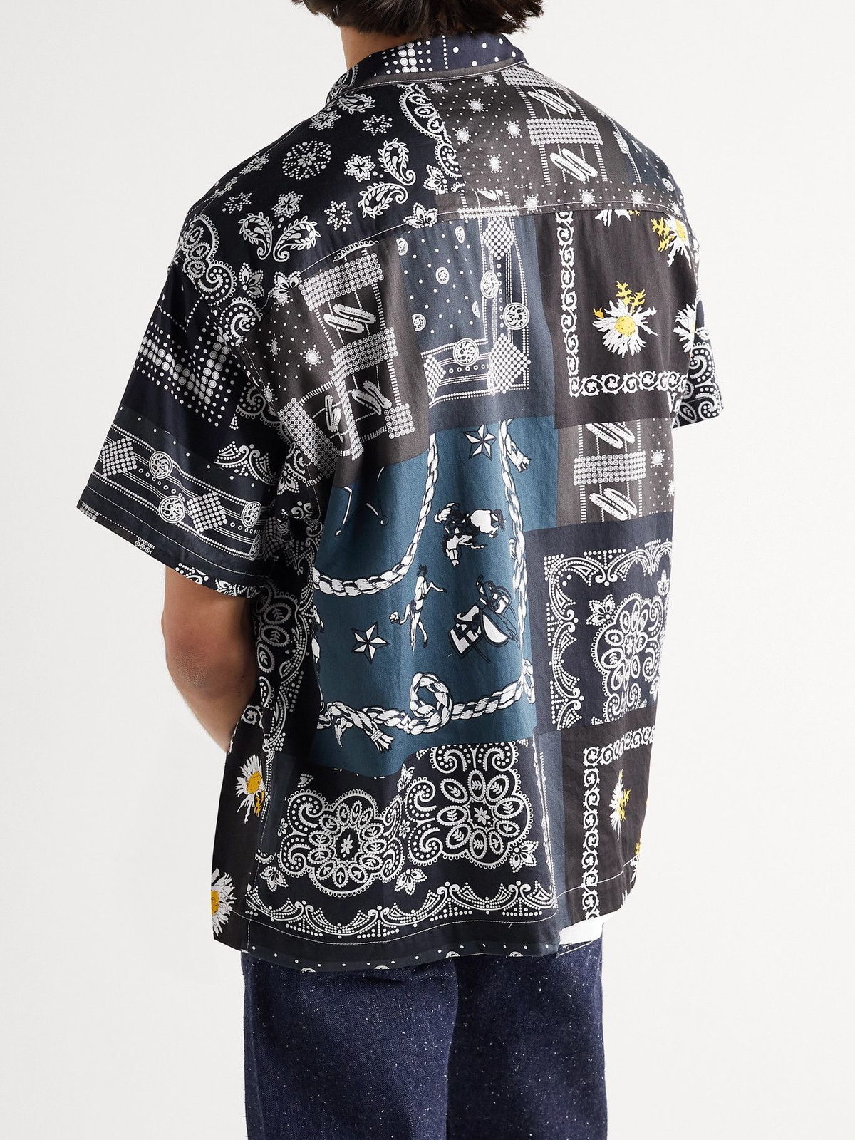 NEIGHBORHOOD - Bandana-Print Patchwork Cotton-Voile Shirt - Black