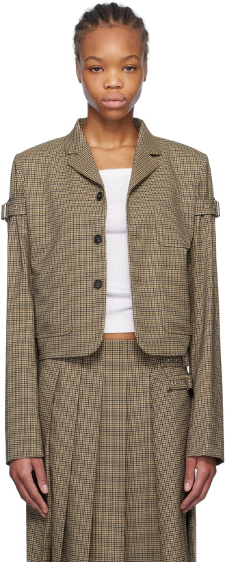 Photo: We11done Beige Checkered Belted Blazer
