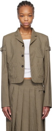 We11done Beige Checkered Belted Blazer