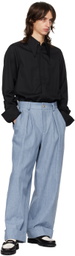 King & Tuckfield Black Pointed Collar Long Line Shirt