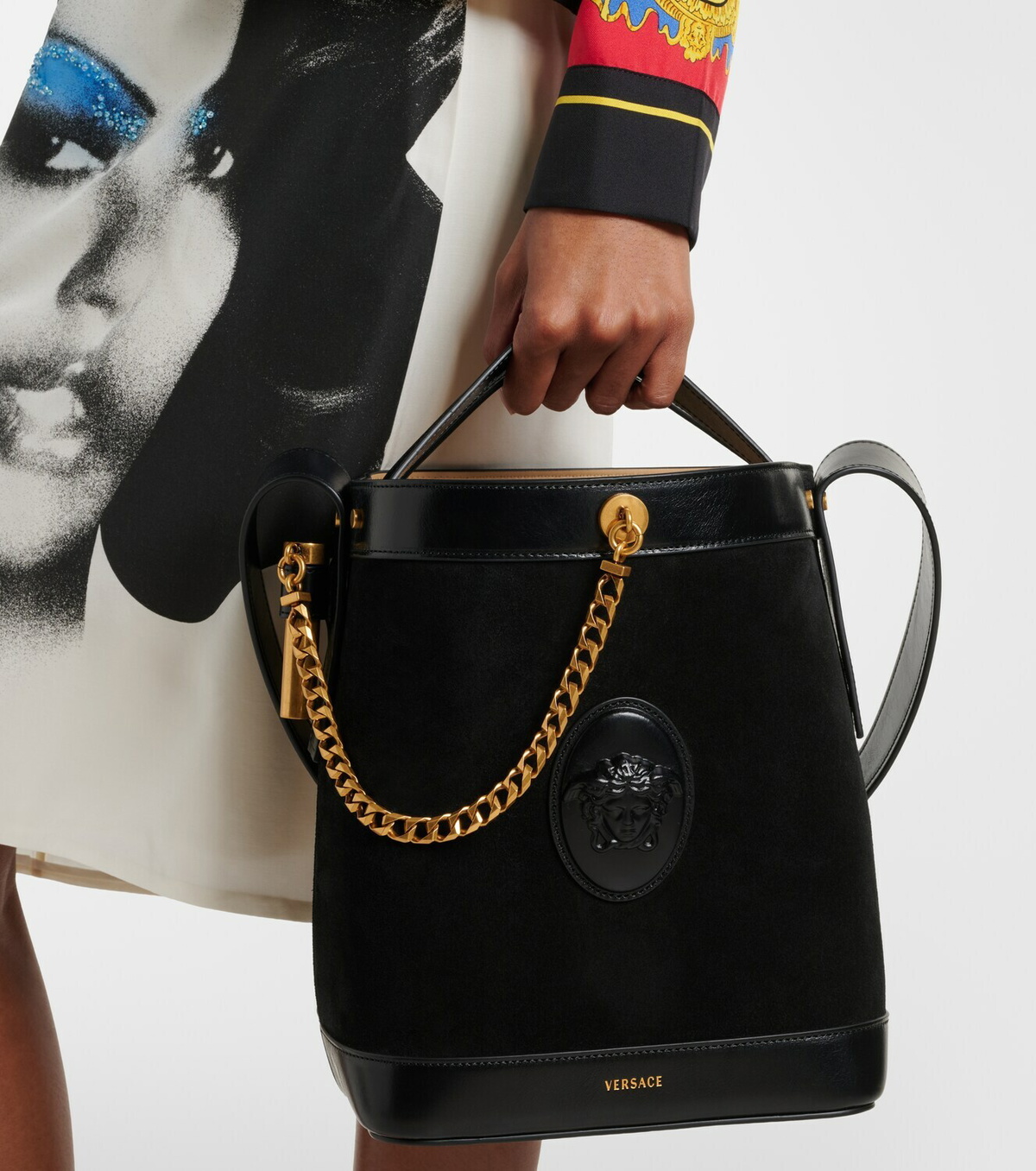 Versace La Medusa suede shoulder bag