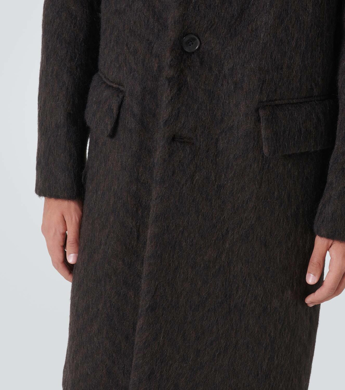 Dries Van Noten Wool Coat with Red Rose Motif