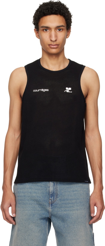 Photo: Courrèges Black Printed Mesh Tank Top