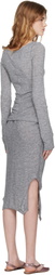 OPEN YY Gray Convertible Hook Top Midi Dress