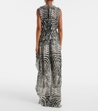 Blumarine Zebra-print asymmetric chiffon minidress