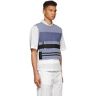 Craig Green Blue Cotton Acid Wash Line Stitch Vest