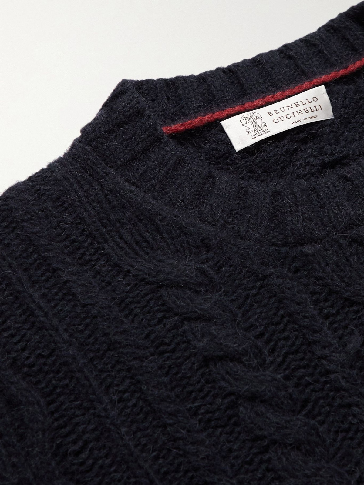 Brunello Cucinelli - Striped Cable-Knit Alpaca and Yak-Blend Sweater ...