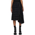 Sacai Black Wool Windowpane Skirt