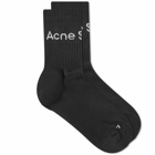 Acne Studios Men's Short Rib Logo Sock in Black/Ivory