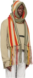Craig Green Gray & Red Stripe Hooded Scarf