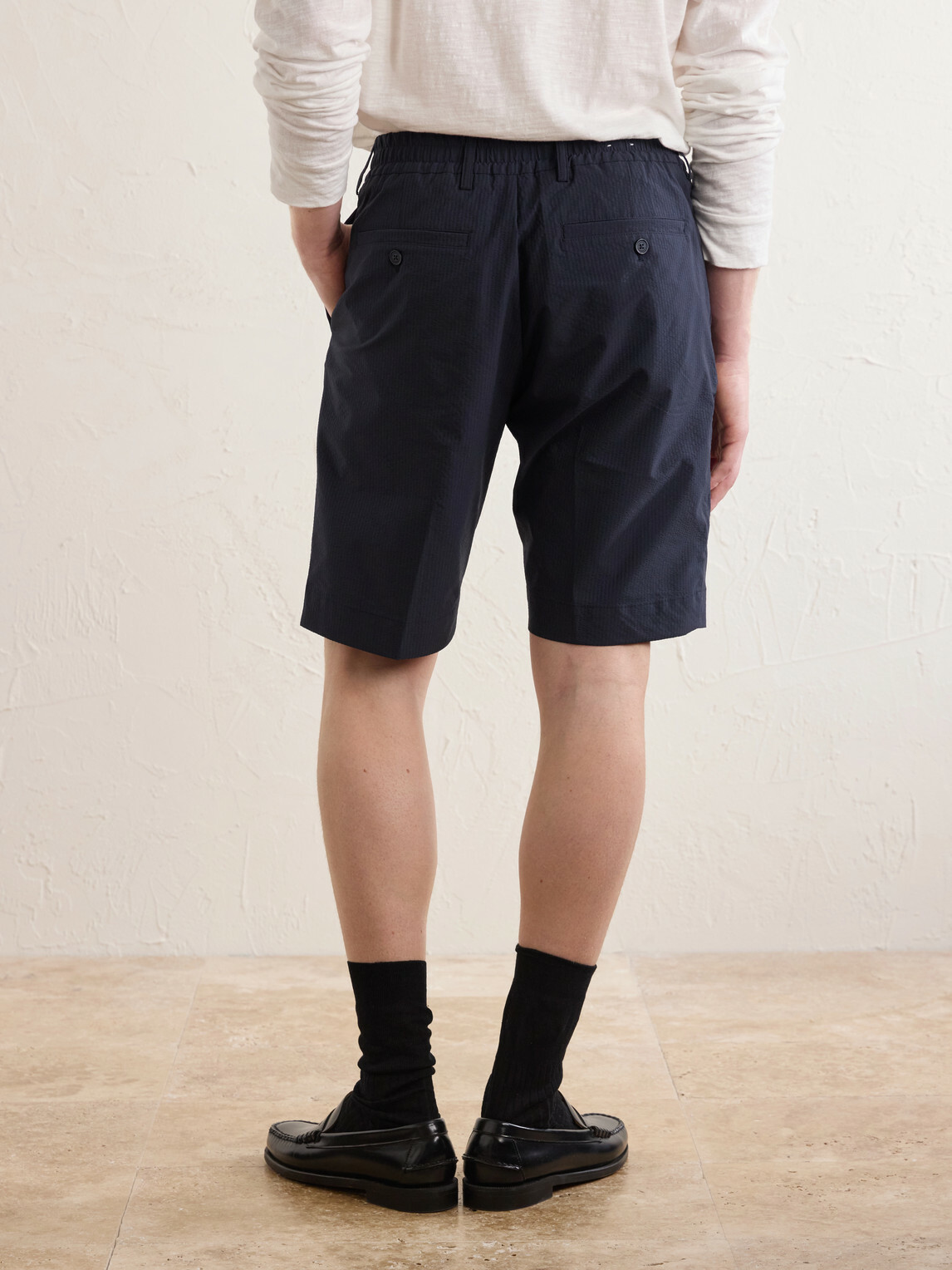 NN07 - Billie Straight-Leg Striped Seersucker Shorts - Blue