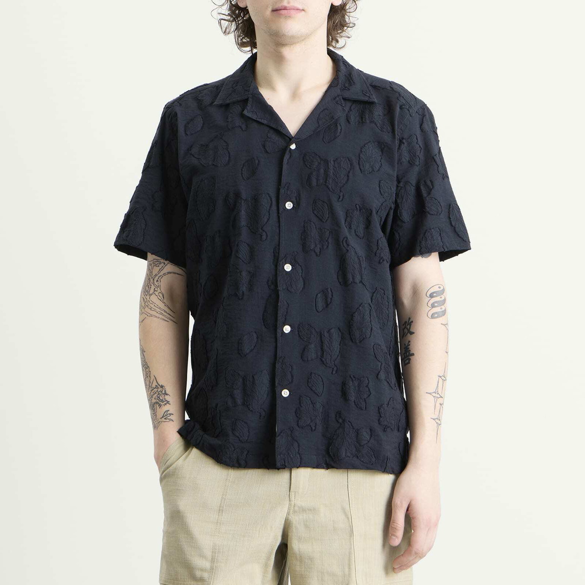 Foret Men's Peer Jacquard Shirt in Navy