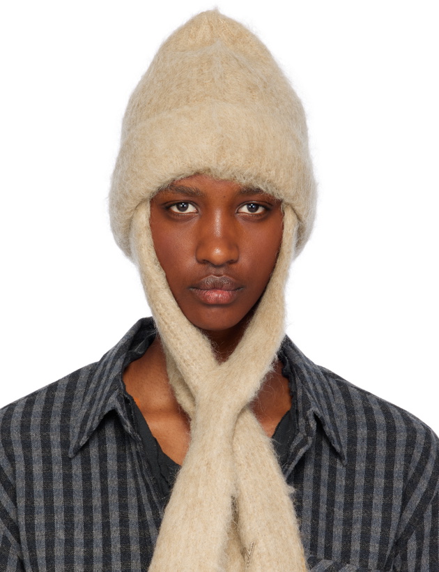 Photo: OPEN YY Beige Mohair Scarf Beanie