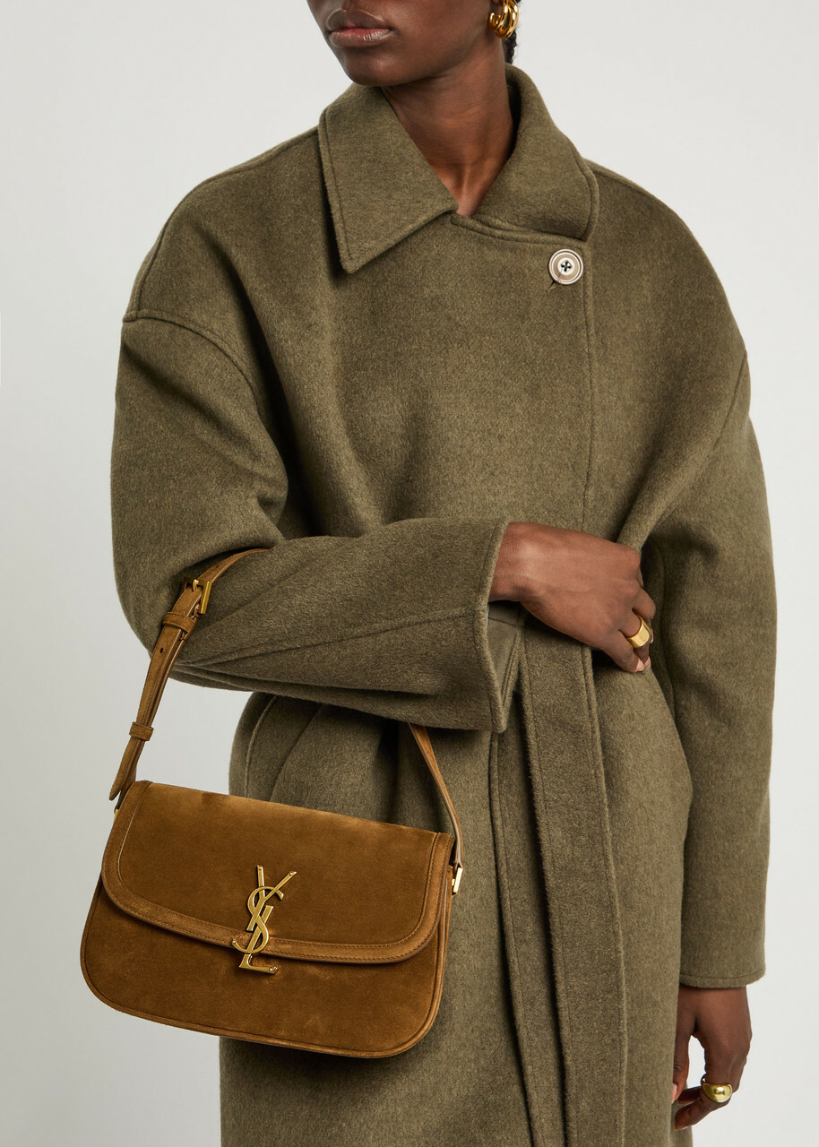 Saint Laurent Solferino Suede Shoulder bag - Brown - One Size