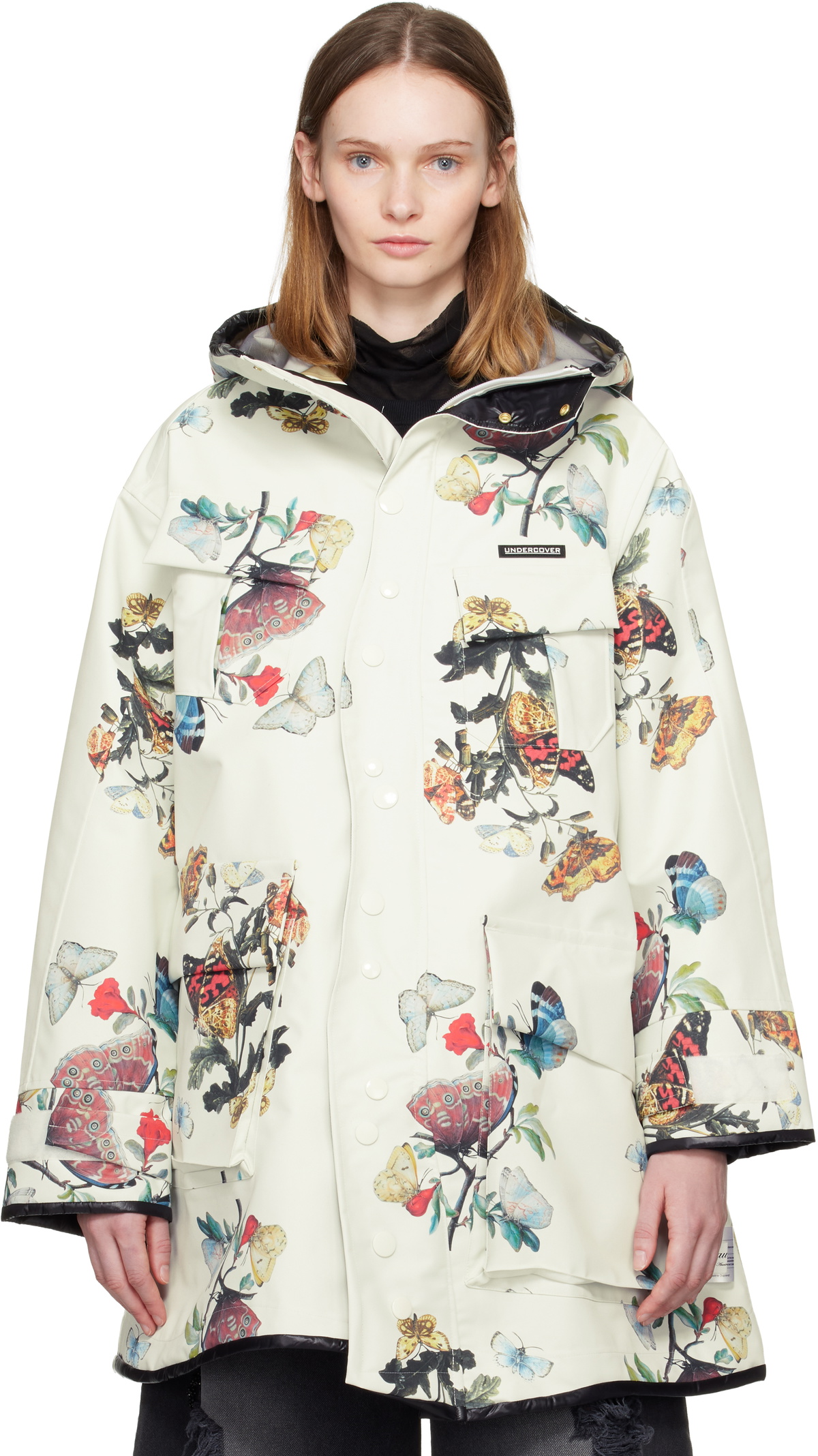 UNDERCOVER Off-White Floral Technical Coat
