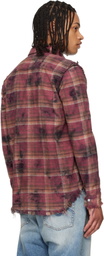 R13 Purple Shredded Seam Drop Neck Shirt