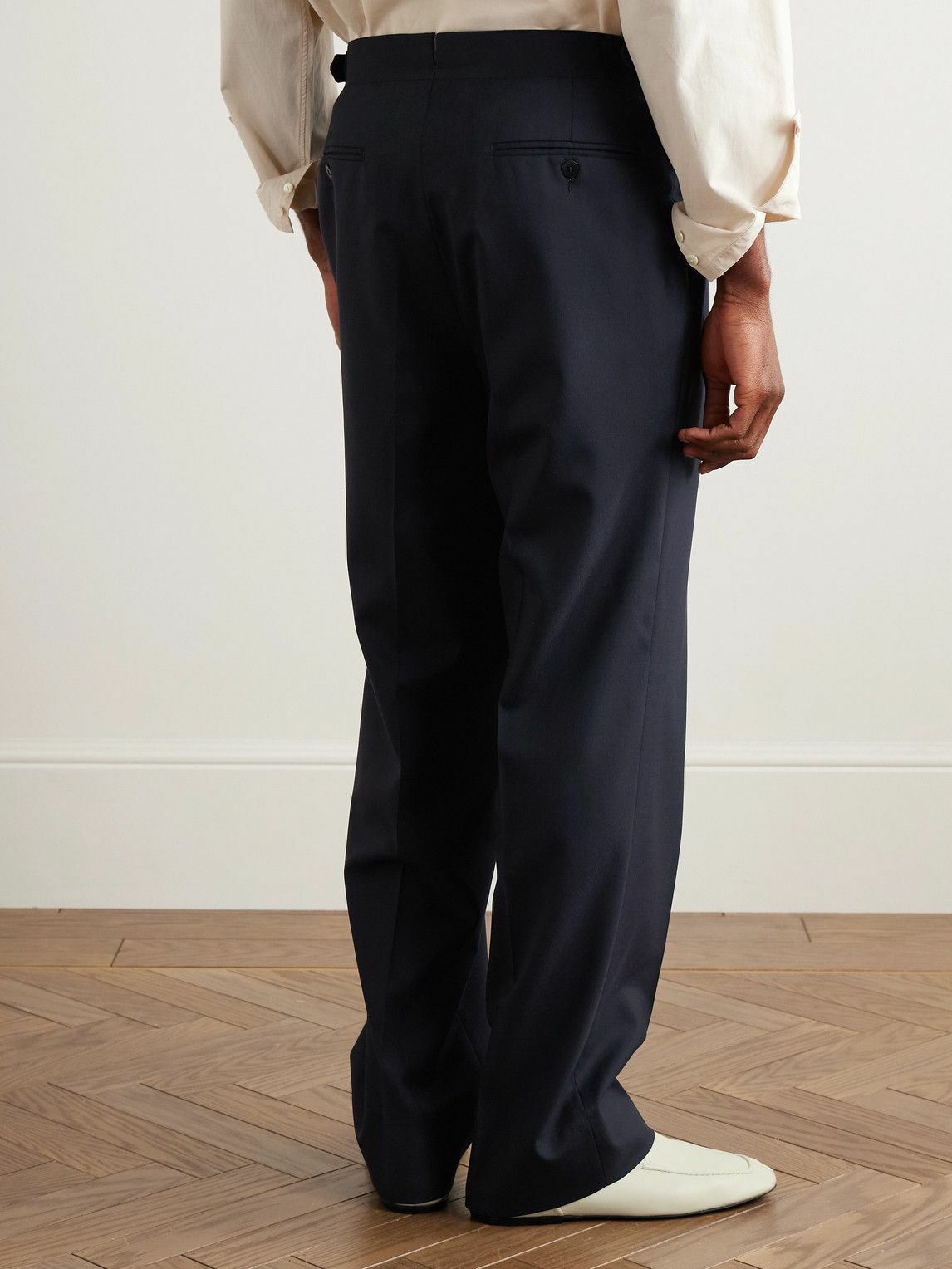 Stòffa - Straight-Leg Pleated Wool Suit Trousers - Blue