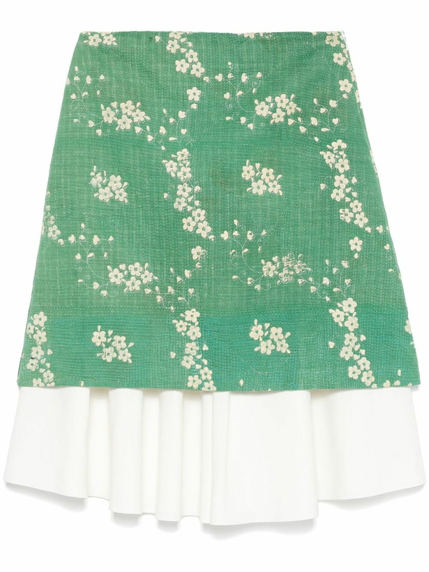 Photo: Wales Bonner Green Floral-Print Skirt