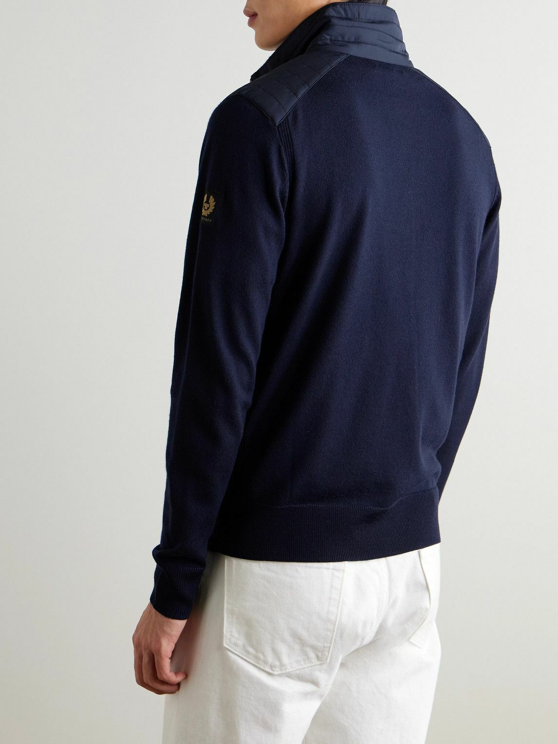 Belstaff - Kilmington Shell-Trimmed Merino Wool Half-Zip Sweater - Blue