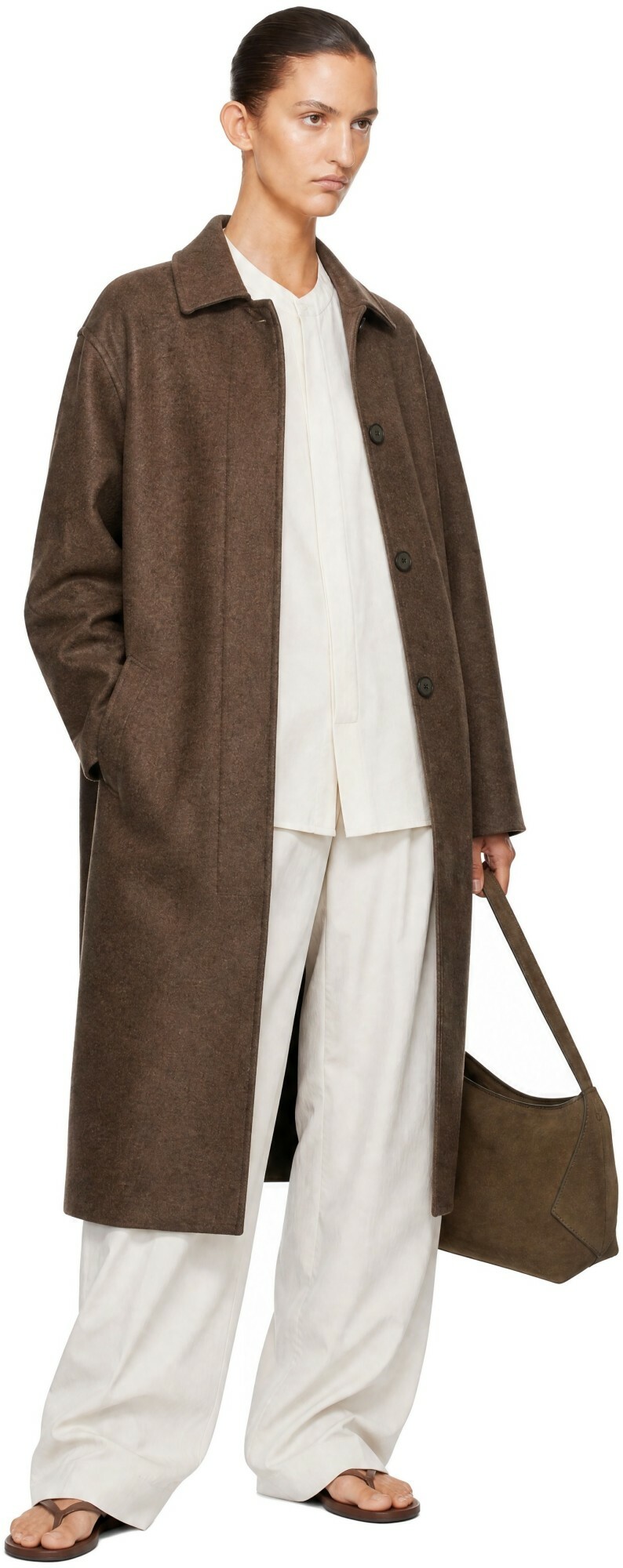 Studio Nicholson Brown Ria Wool Melton Coat