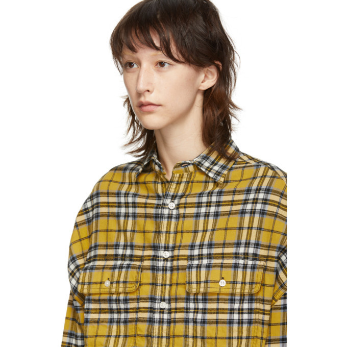 R13 Yellow Plaid Cropped Work Shirt R13