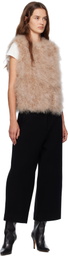 Yves Salomon Beige Cropped Feather Vest