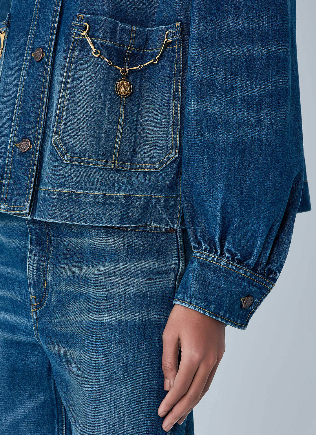 Chloé Gathered Denim Jacket Chloe