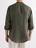 Massimo Alba - Grandad-Collar Linen-Gauze Shirt - Green