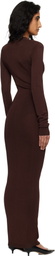 Entire Studios Brown Long Sleeve V Neck Maxi Dress