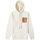 Loewe Men's Anagram Leather Patch Hoody in White Ash