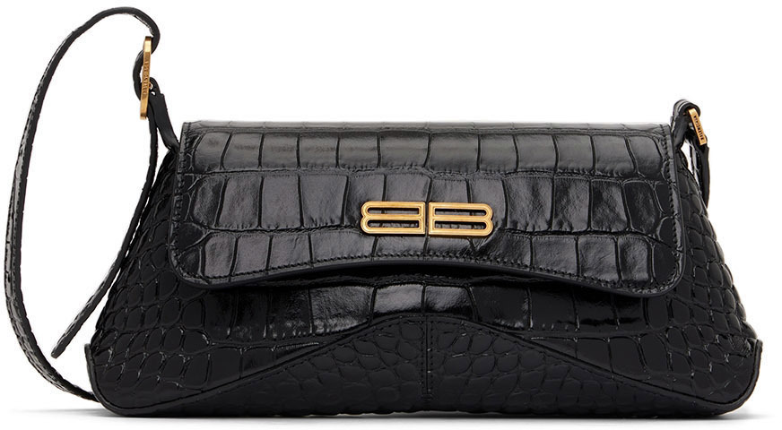 Balenciaga XX Crocodile Embossed Flap Bag Small Black