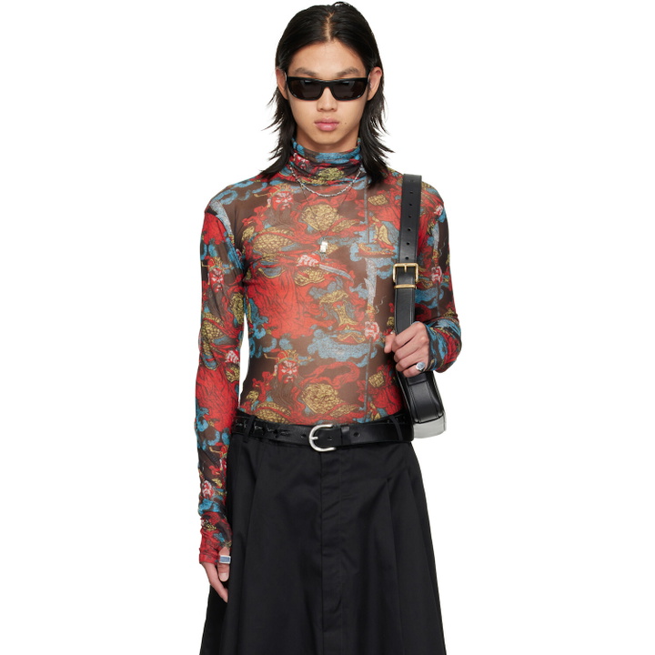 Photo: LU'U DAN Red Masked Mesh Turtleneck