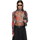 LU'U DAN Red Masked Mesh Turtleneck