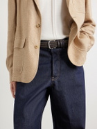 Mr P. - 3.5cm Leather-Trimmed Woven Belt - Brown