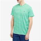 Polo Ralph Lauren Men's Stripe T-Shirt in Kelly Green/White