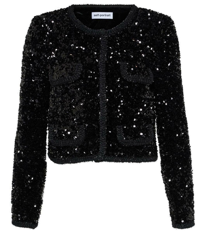 Photo: Self-Portrait Cropped sequined jacket