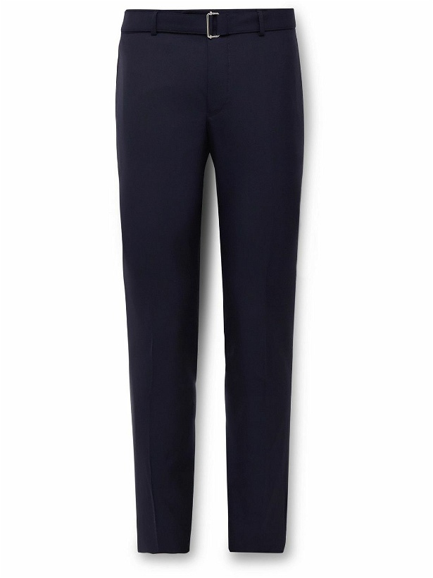 Photo: Officine Générale - Paul Slim-Fit Belted Virgin Wool Grain de Poudre Suit Trousers - Blue