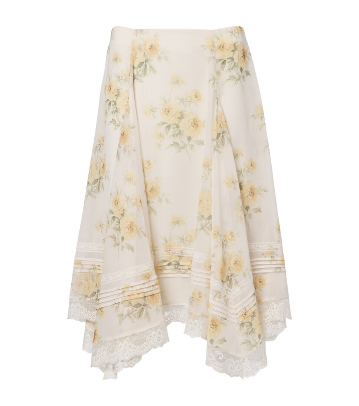 Photo: Xu Zhi Floral asymmetric lace-trimmed midi skirt