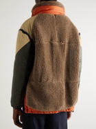 Sacai - Colour-Block Padded Shell and Wool-Fleece Jacket - Brown