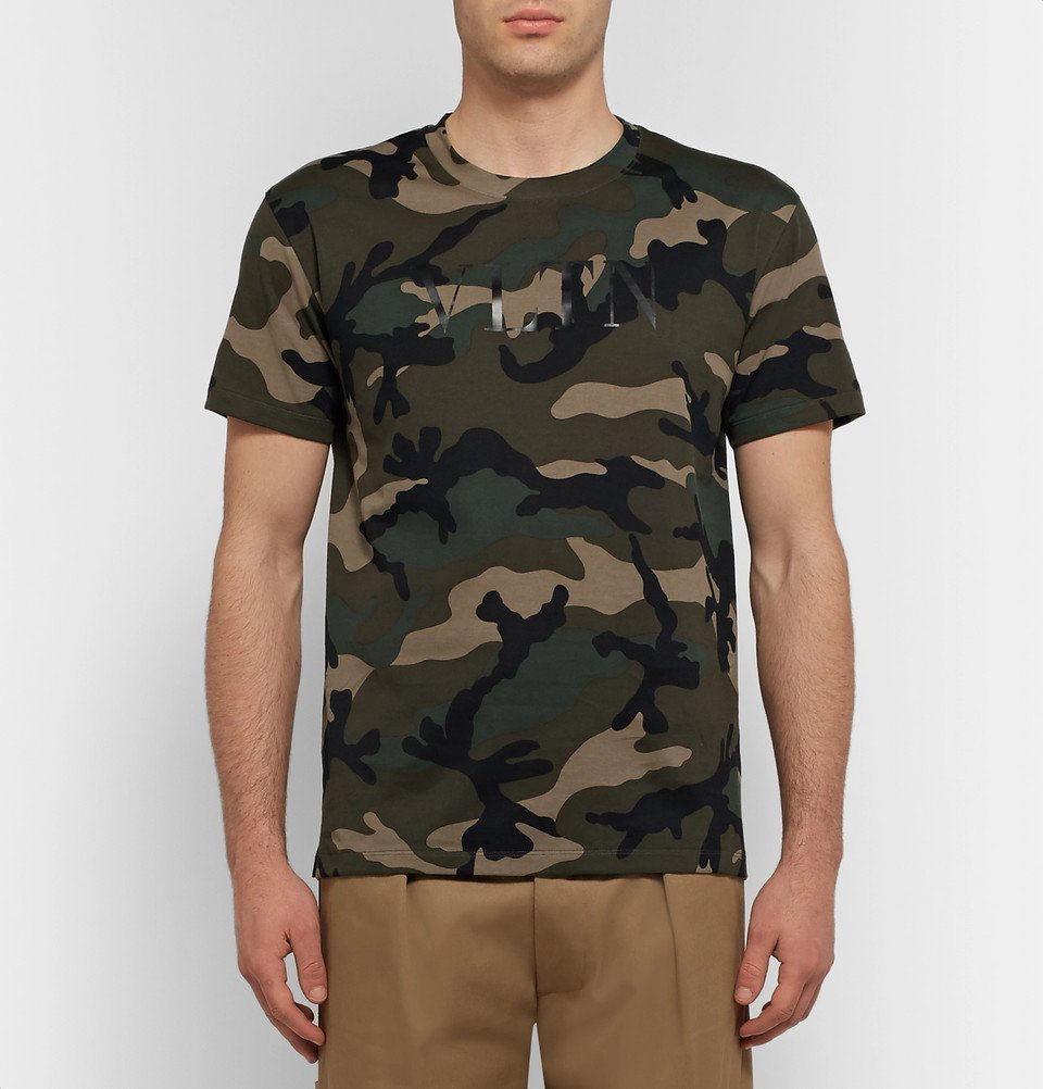 Juster Lam Beloved Valentino - Camouflage-Print Cotton-Jersey T-Shirt - Men - Army green  Valentino