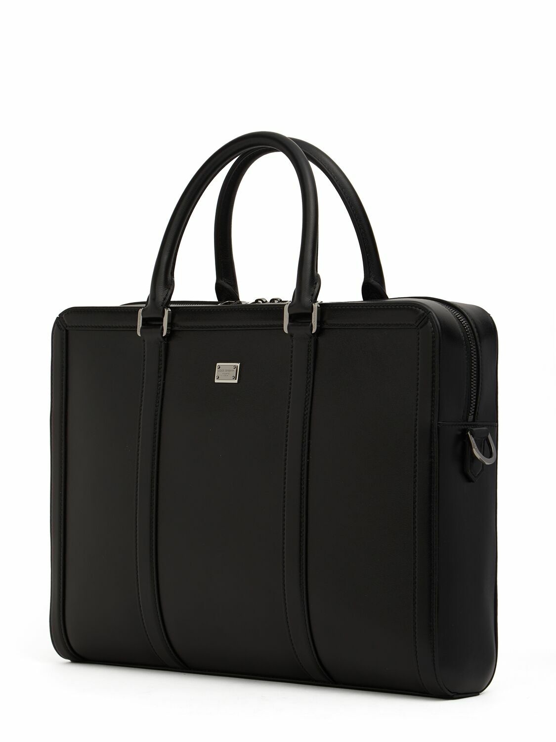 Dolce & Gabbana Elegant Black Leather Logo Plaque Holder Catalogue Case main image 1