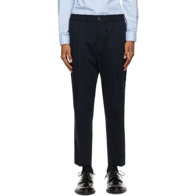 Photo: AMI Alexandre Mattiussi Navy Cropped Elasticized Waist Trousers